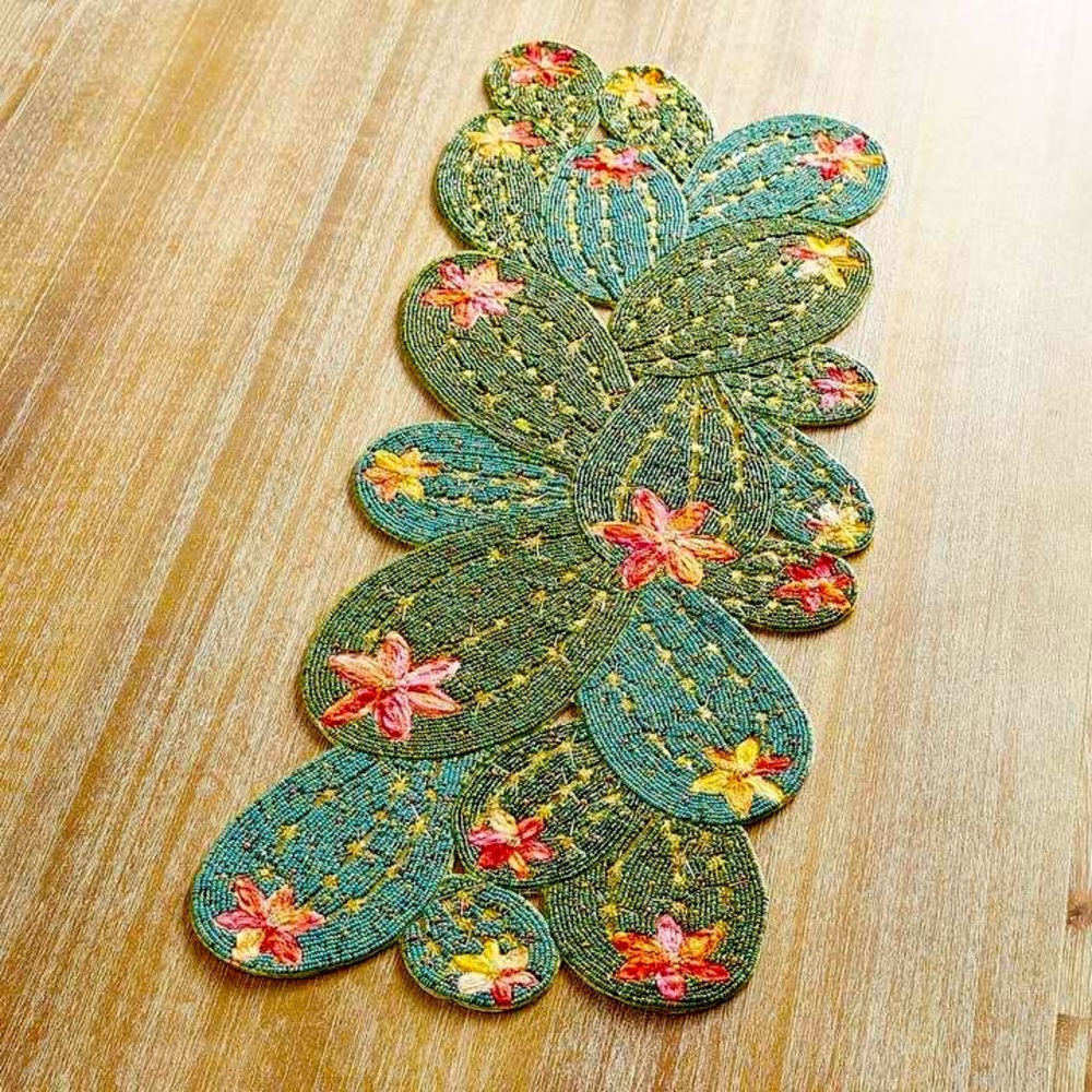 Beaded Cactus Table Runner